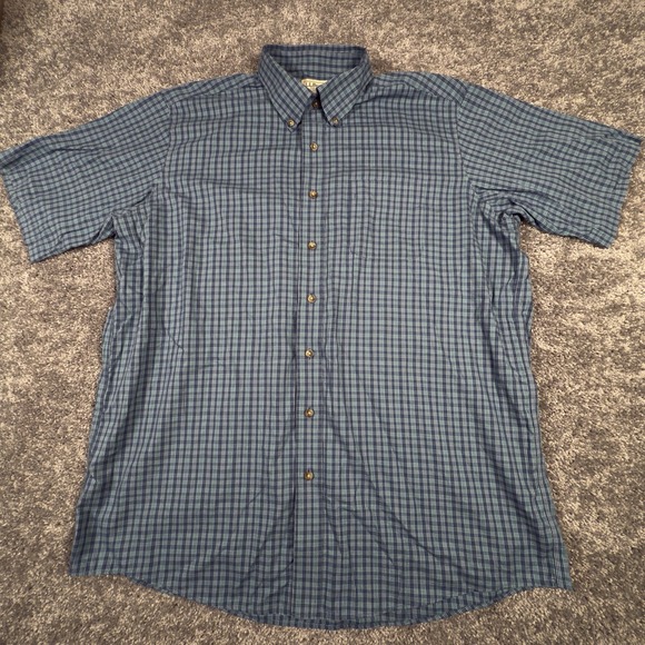 LL Bean Shirt Mens Blue Plaid Kennebunk Sport Button Down XLT Wrinkle Resistant - Picture 2 of 7